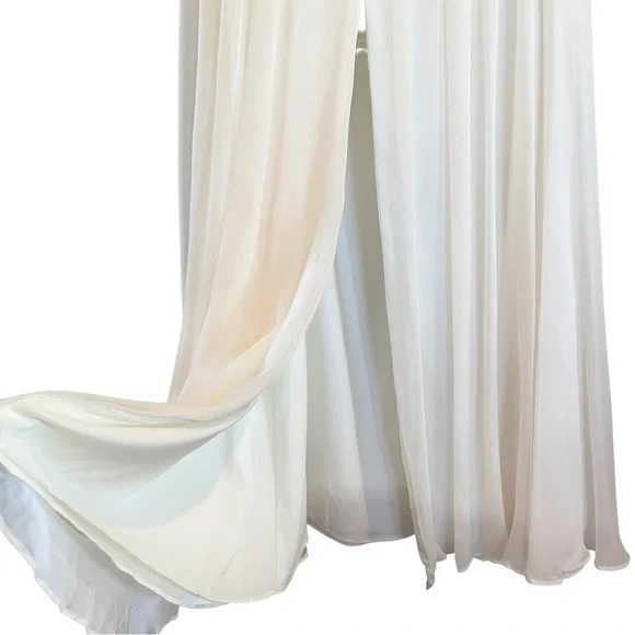 BHLDN Hitherto Camila Silk Maxi Dress Ivory Sheer Bridal Size 4 - Picture 6 of 8